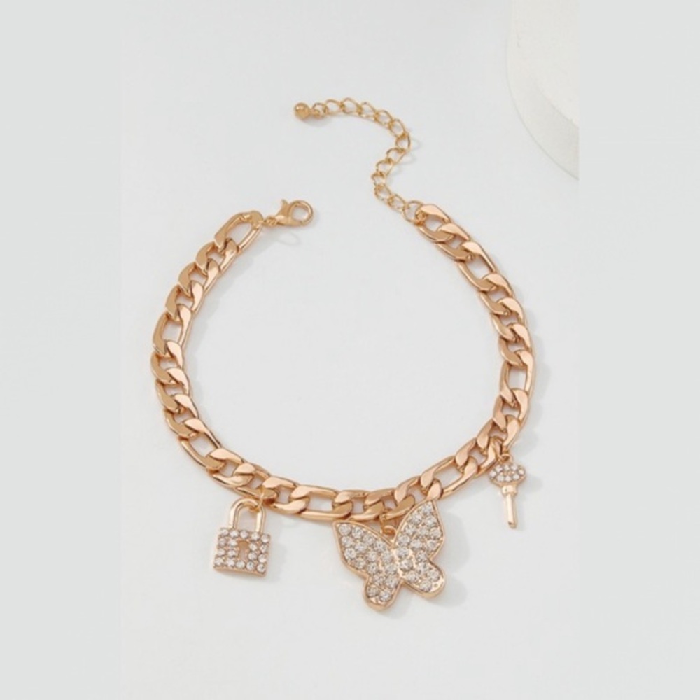 Gold link chain anklet bracelet